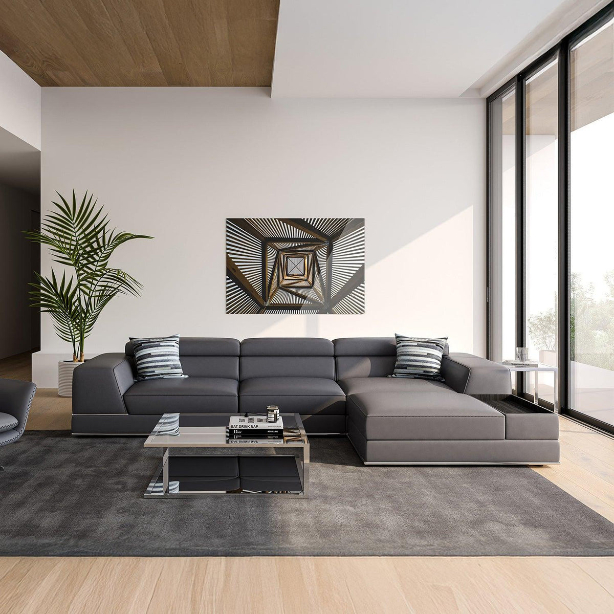 Modular Sectional Sofa Elephant Gray with Adjustable Backrest