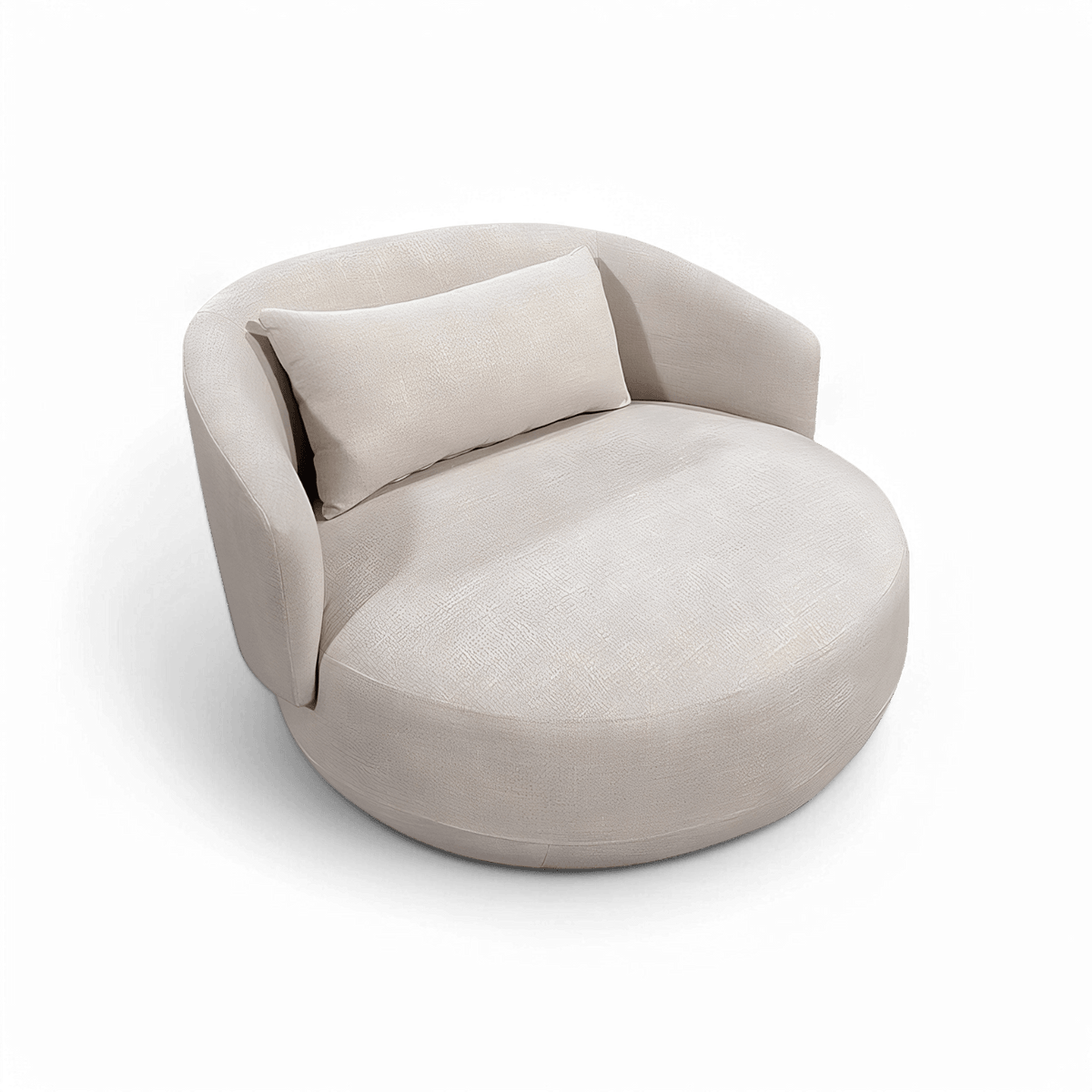 Loveseat in Cream Fabric with Curved Arms