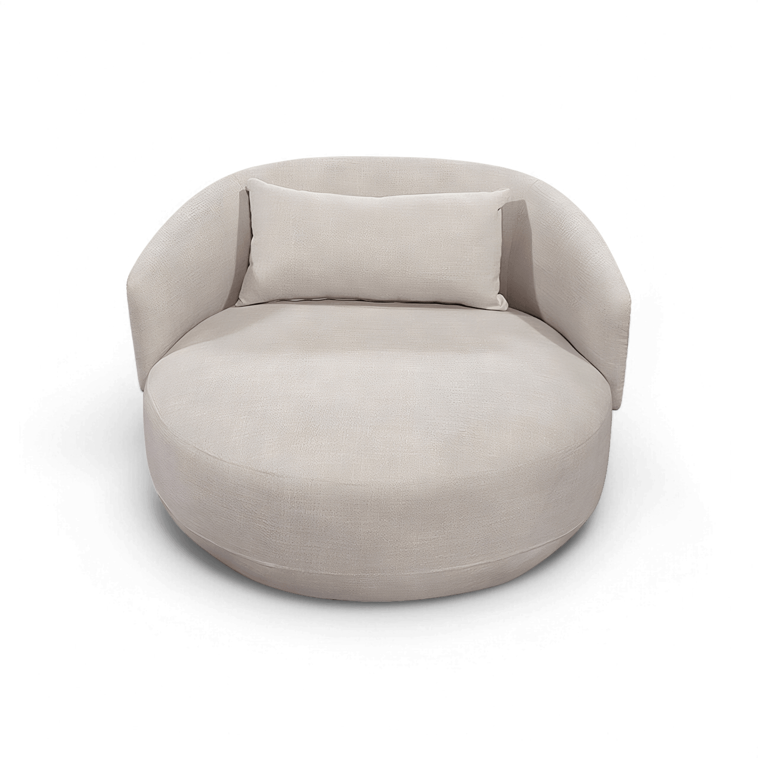 Loveseat in Cream Fabric with Curved Arms
