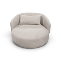 Loveseat in Cream Fabric with Curved Arms