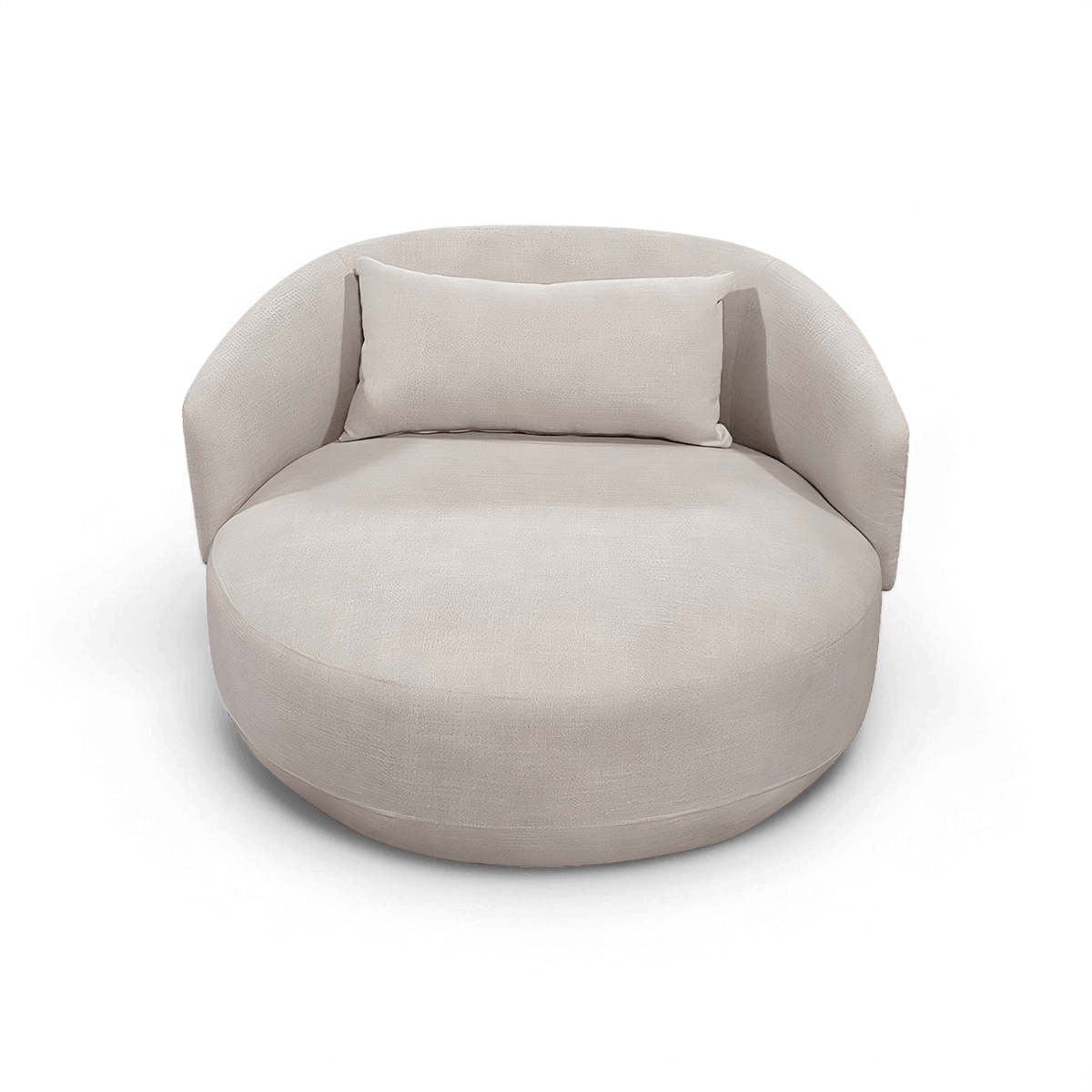 Loveseat in Cream Fabric with Curved Arms