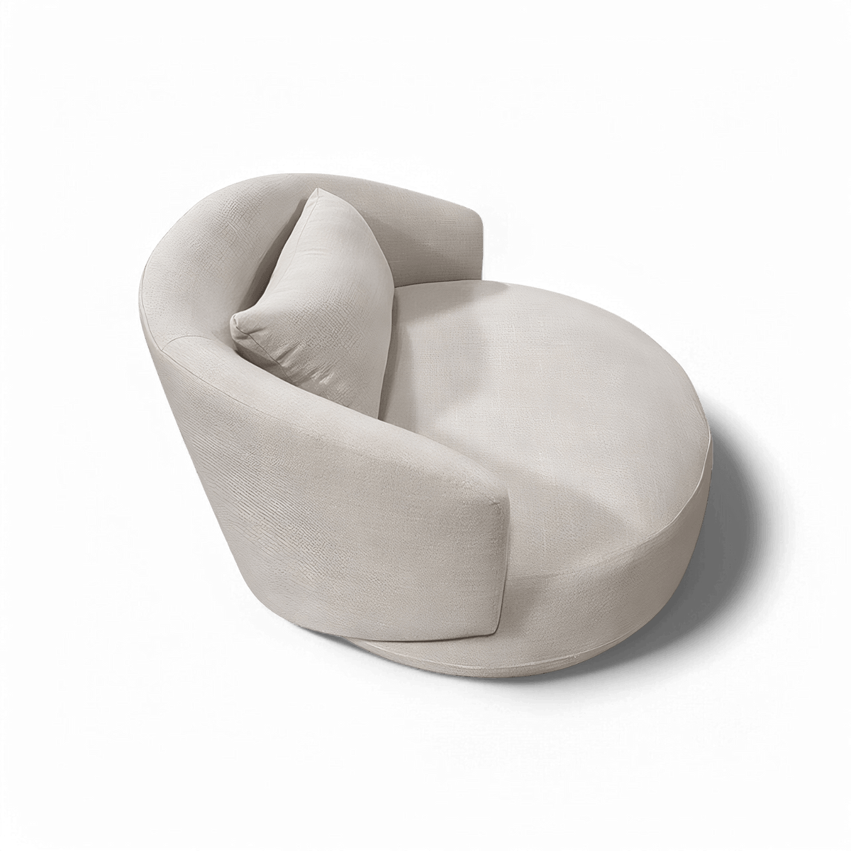Loveseat in Cream Fabric with Curved Arms