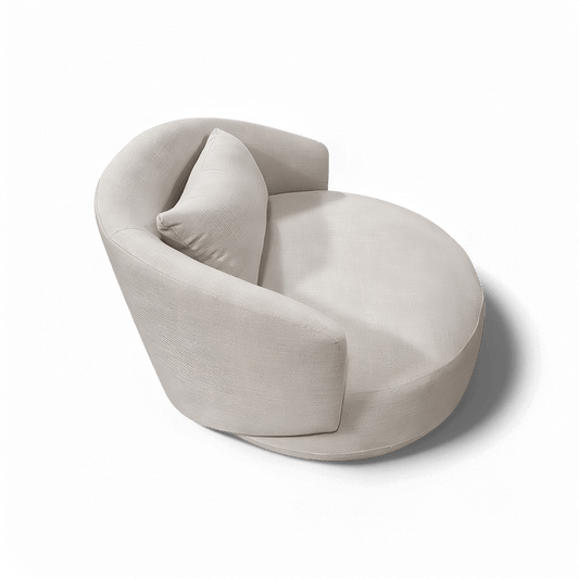 Loveseat in Cream Fabric with Curved Arms