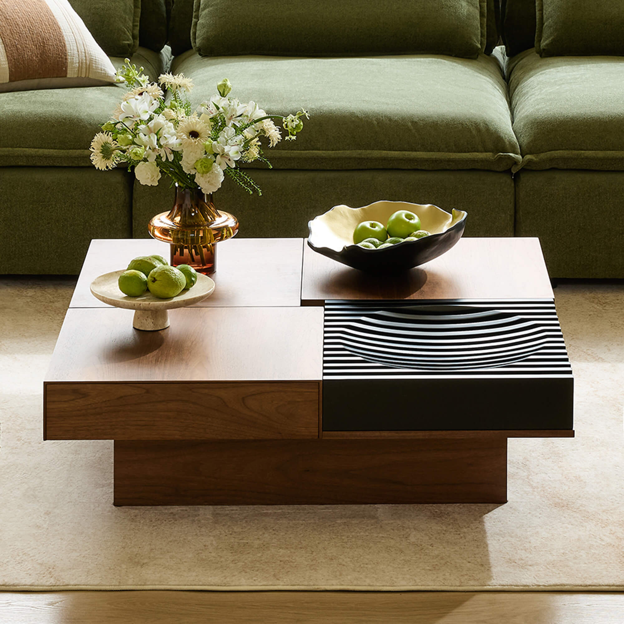 Ari Coffee Table with Modular Hidden Storage Compartment