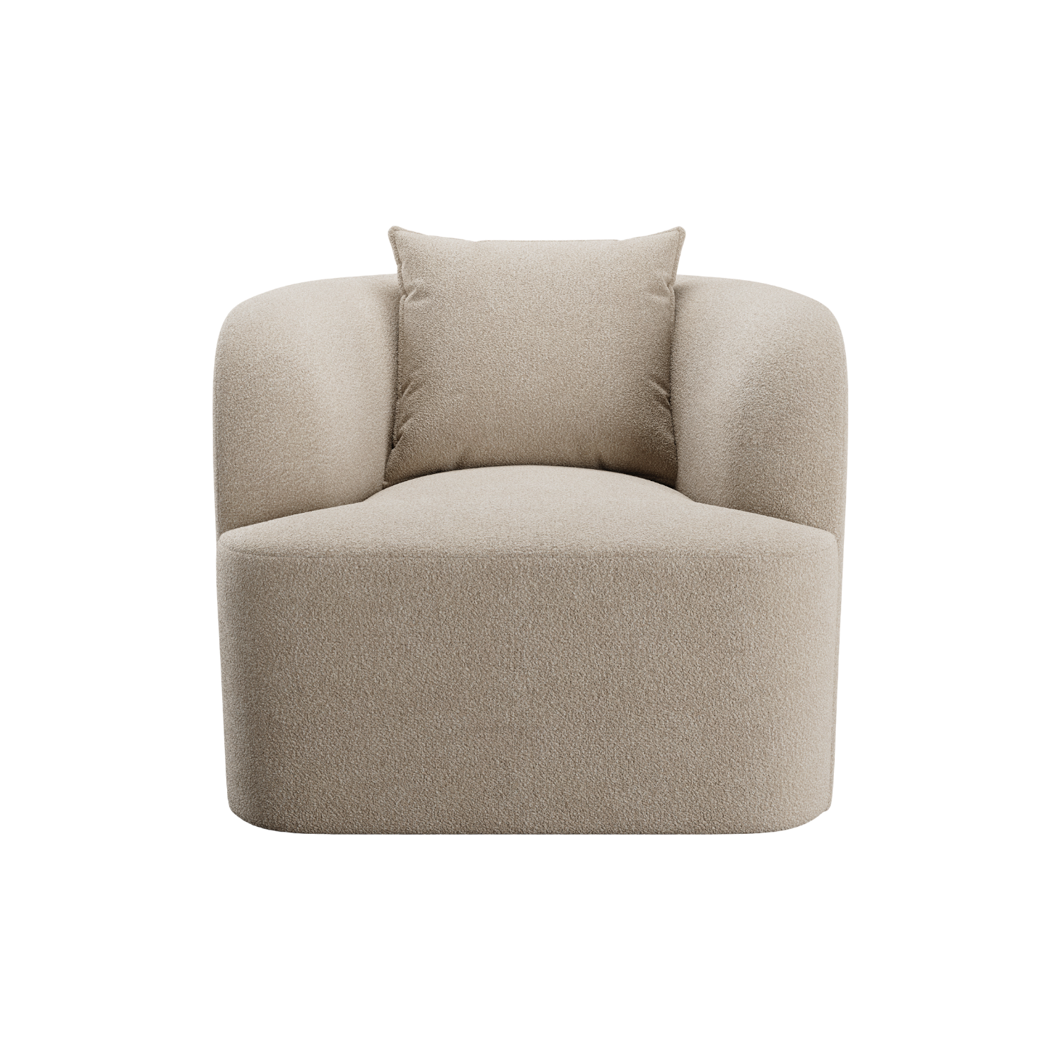 Lounge Chair in Greige Boucle with Curved Back