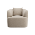 Lounge Chair in Greige Boucle with Curved Back
