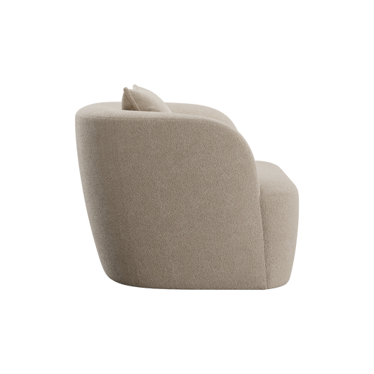 Lounge Chair in Greige Boucle with Curved Back