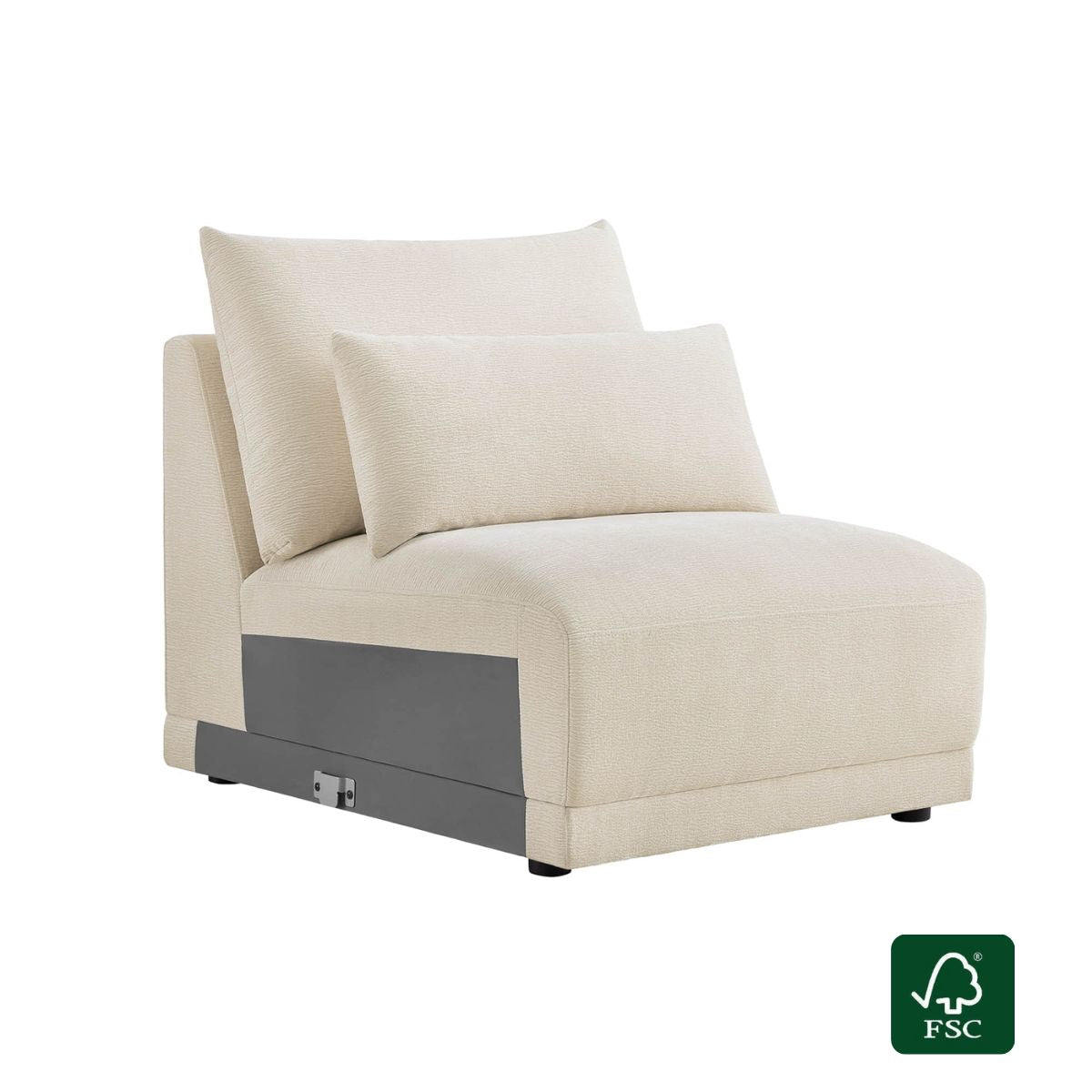 Armless Chair in Soft Fabric with Elegant Curved Design
