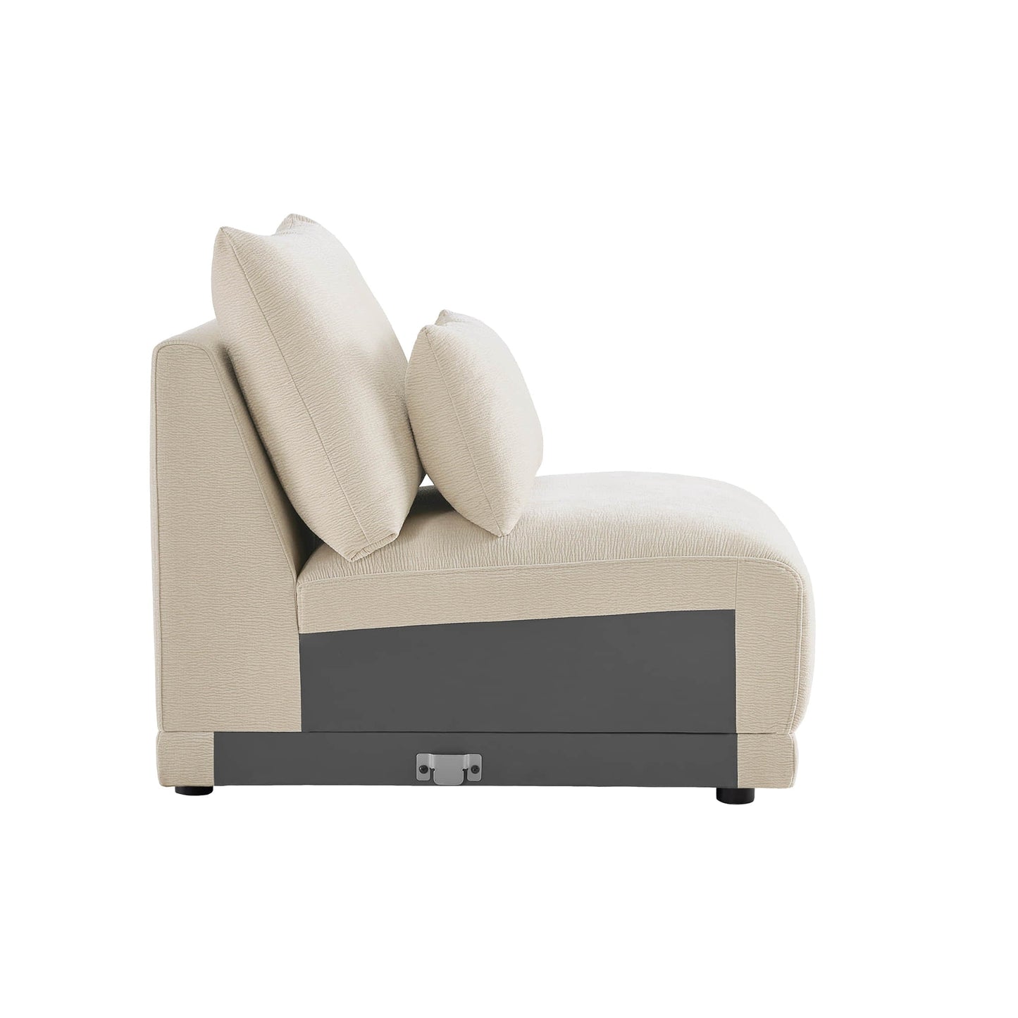 Armless Chair in Soft Fabric with Elegant Curved Design