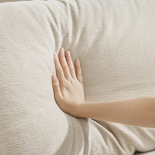 Armless Chair in Soft Fabric with Elegant Curved Design