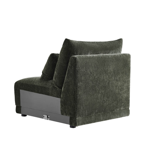 Armless Chair in Soft Fabric with Elegant Curved Design