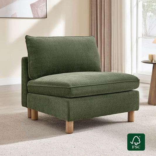Armless Chair in Soft Fabric with Minimalist Design
