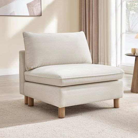 Armless Chair in Soft Fabric with Minimalist Design