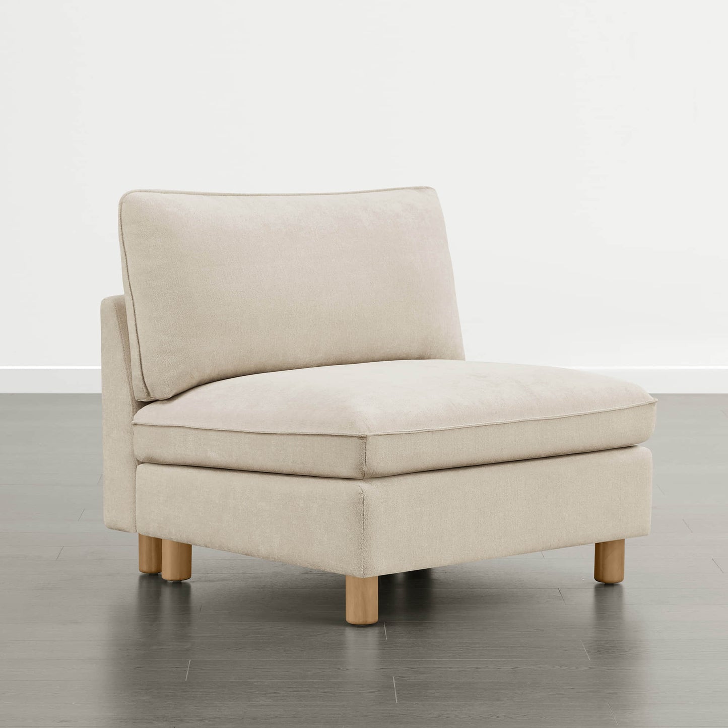 Armless Chair in Soft Fabric with Minimalist Design