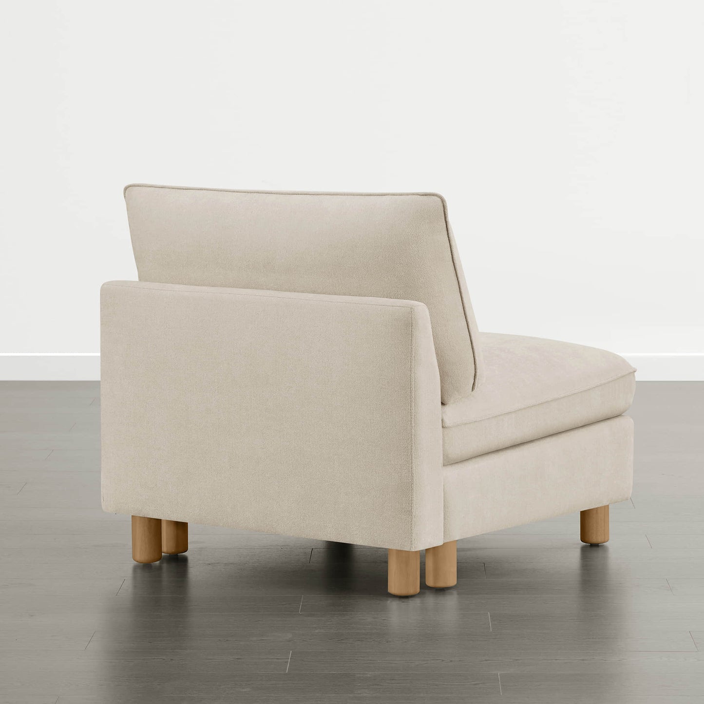Armless Chair in Soft Fabric with Minimalist Design