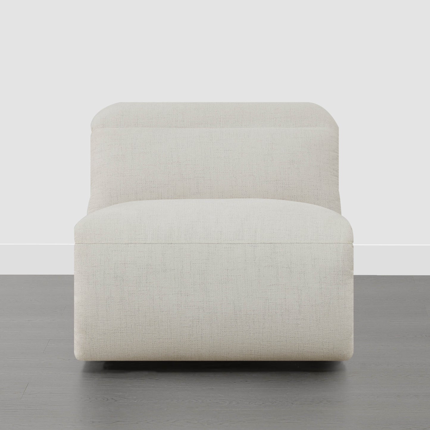 Armless Chair in Soft Fabric with Sleek Design