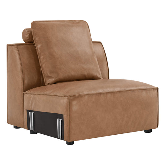 Armless Chair with Feather-Soft Cushion and Refined Piping