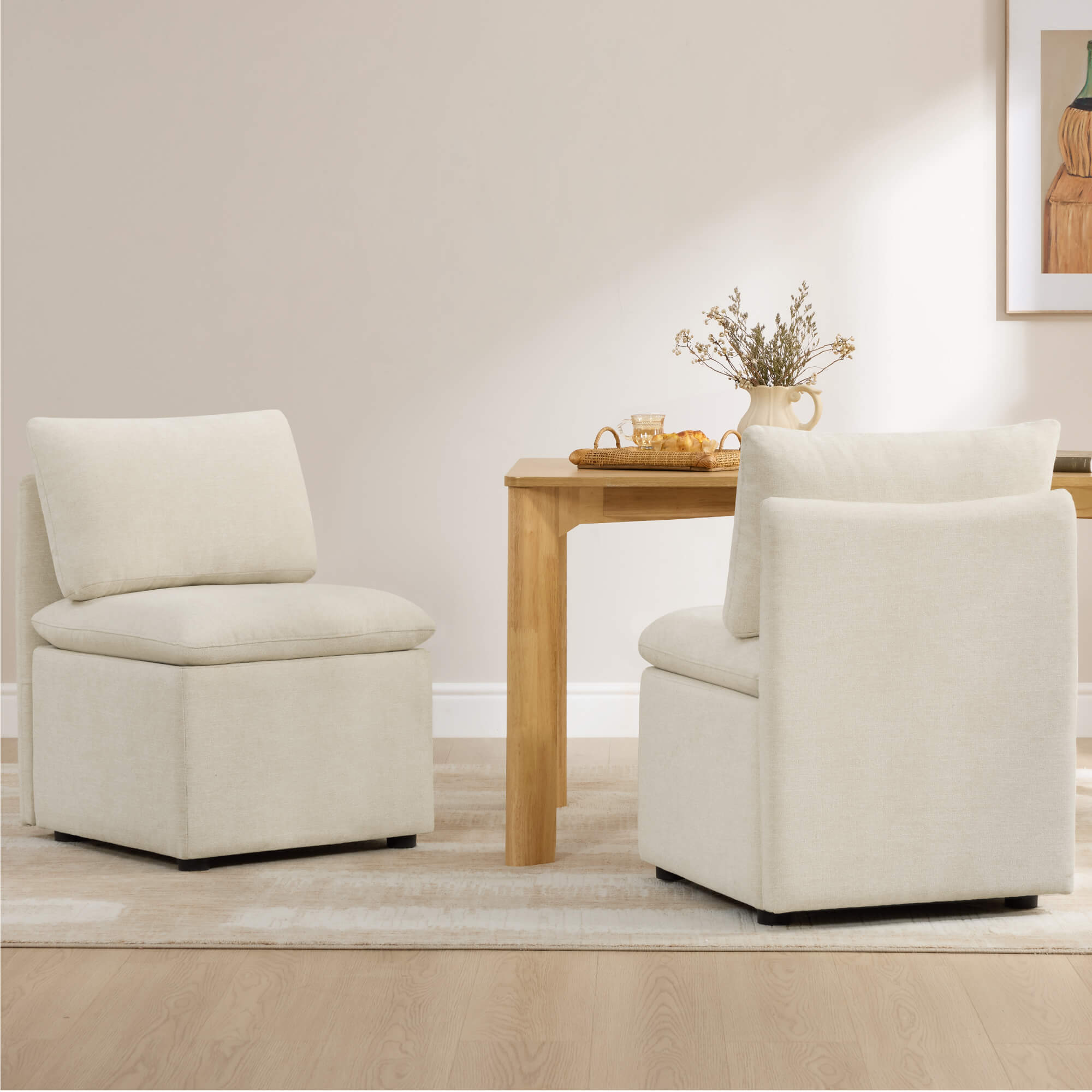Armless Dining Chair in Minimalist Design with Storage