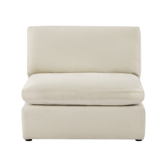 Armless Ottoman Chair with Soft Fabric Upholstery