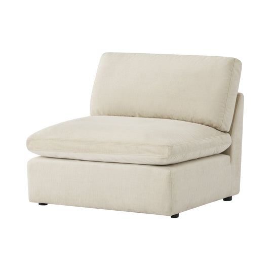 Armless Ottoman Chair with Soft Fabric Upholstery