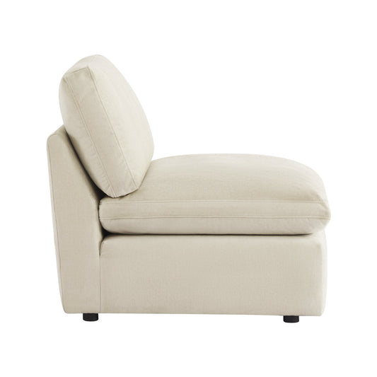 Armless Ottoman Chair with Soft Fabric Upholstery