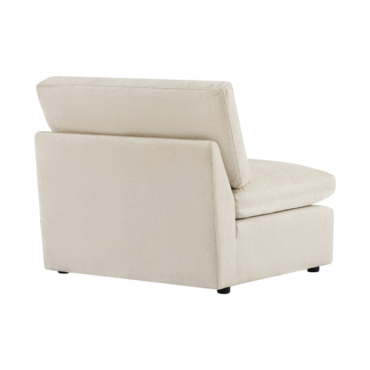 Armless Ottoman Chair with Soft Fabric Upholstery