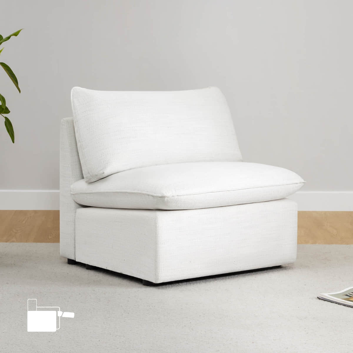 Armless Seat Module in Grey Fabric with Electric Footrest