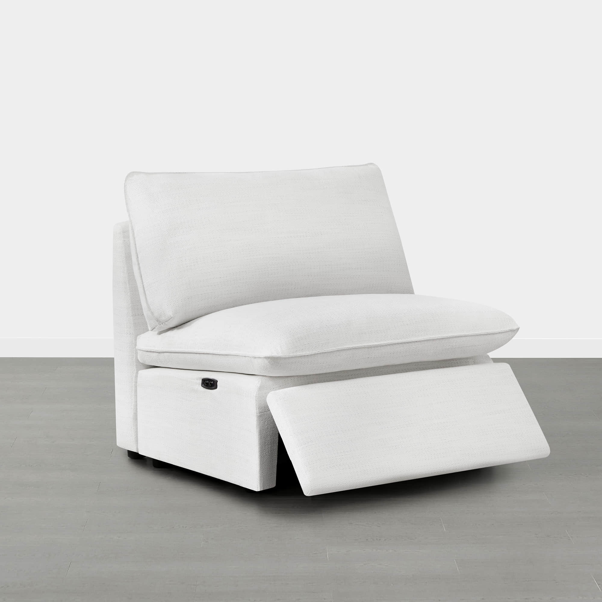 Armless Seat Module in Grey Fabric with Electric Footrest