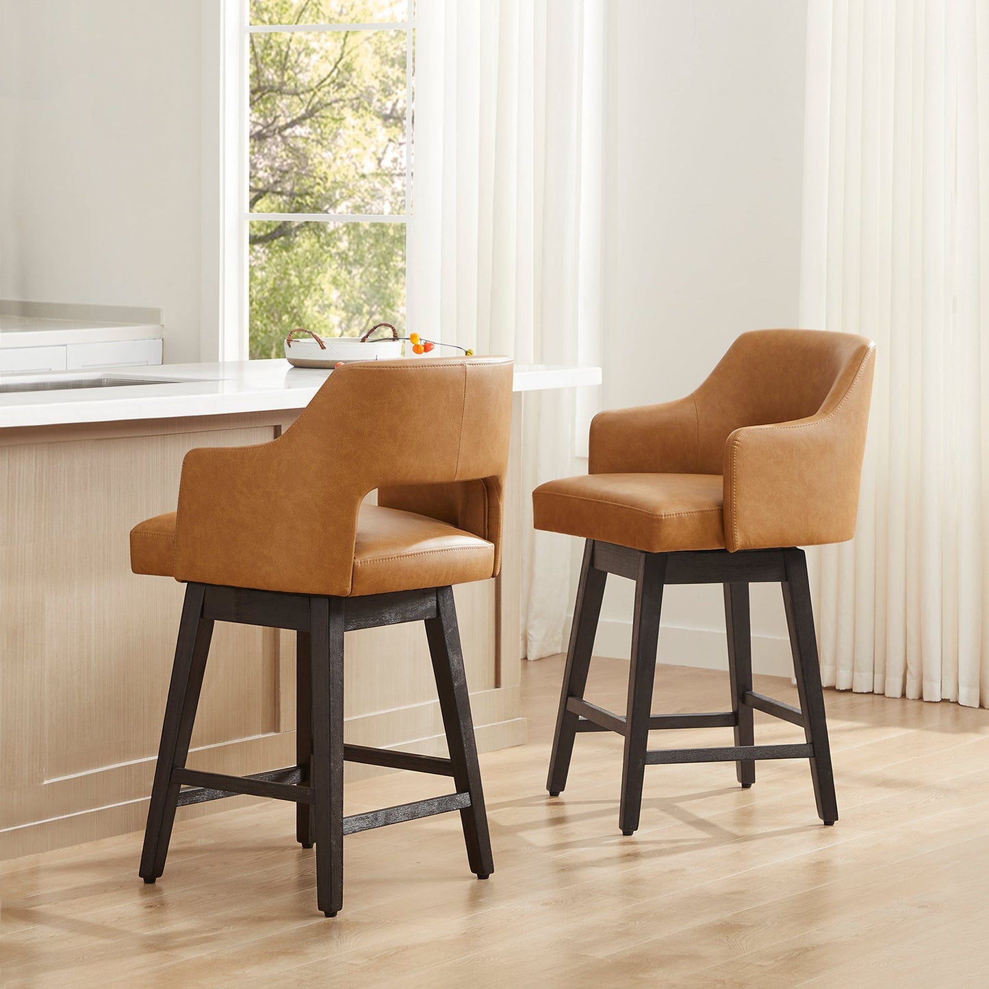 Ava Swivel Counter Stool with Upholstered Seat