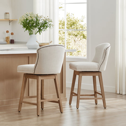 Avery Swivel Counter Stool with Wooden Seat