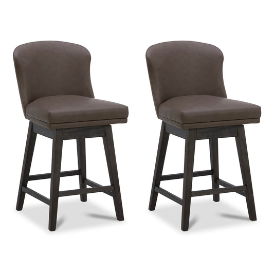 Avery Swivel Counter Stool with Wooden Seat