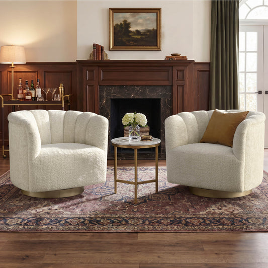 Barrel Swivel Accent Chair with Channel Stitching