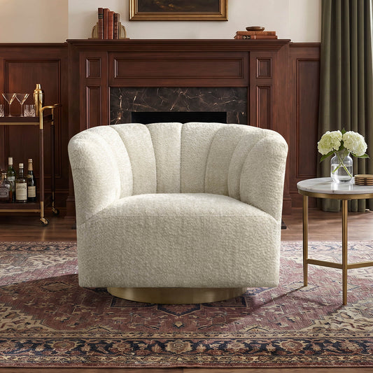 Barrel Swivel Accent Chair with Channel Stitching
