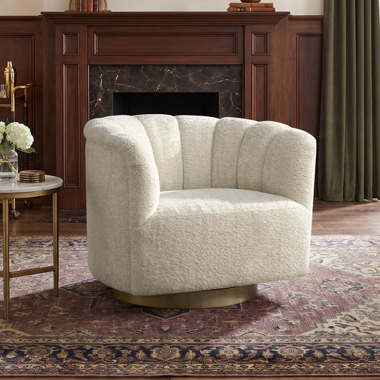 Barrel Swivel Accent Chair with Channel Stitching