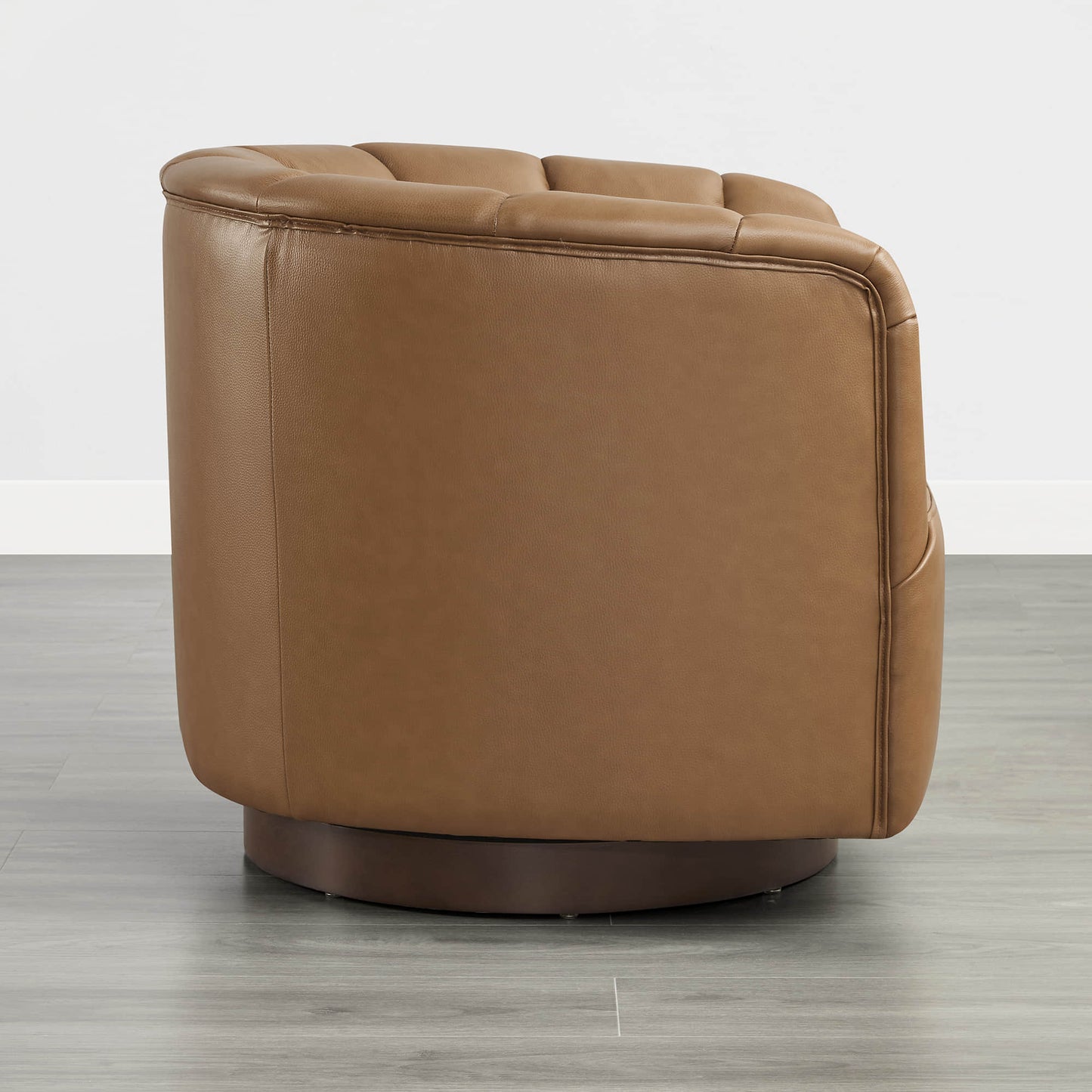 Barrel Swivel Accent Chair with Channel Stitching