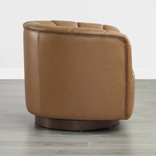 Barrel Swivel Accent Chair with Channel Stitching
