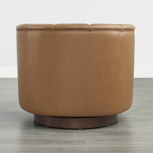 Barrel Swivel Accent Chair with Channel Stitching