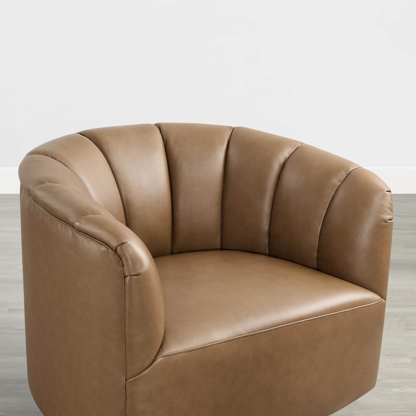 Barrel Swivel Accent Chair with Channel Stitching