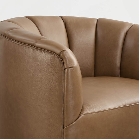 Barrel Swivel Accent Chair with Channel Stitching