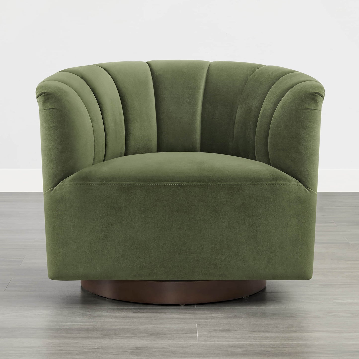 Barrel Swivel Accent Chair with Channel Stitching