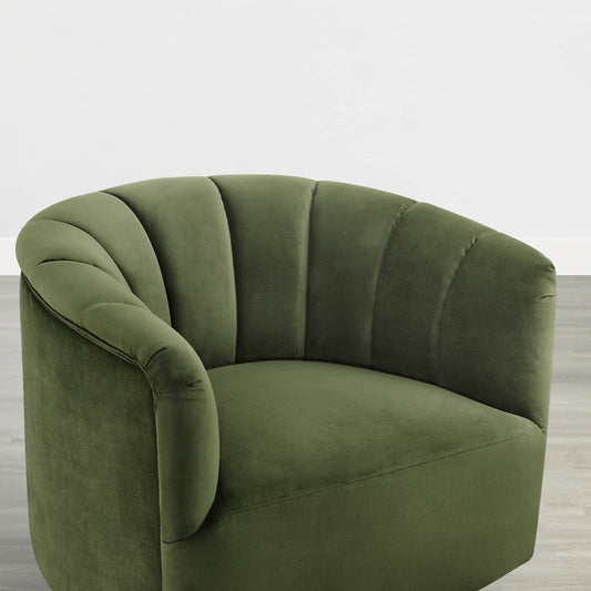 Barrel Swivel Accent Chair with Channel Stitching