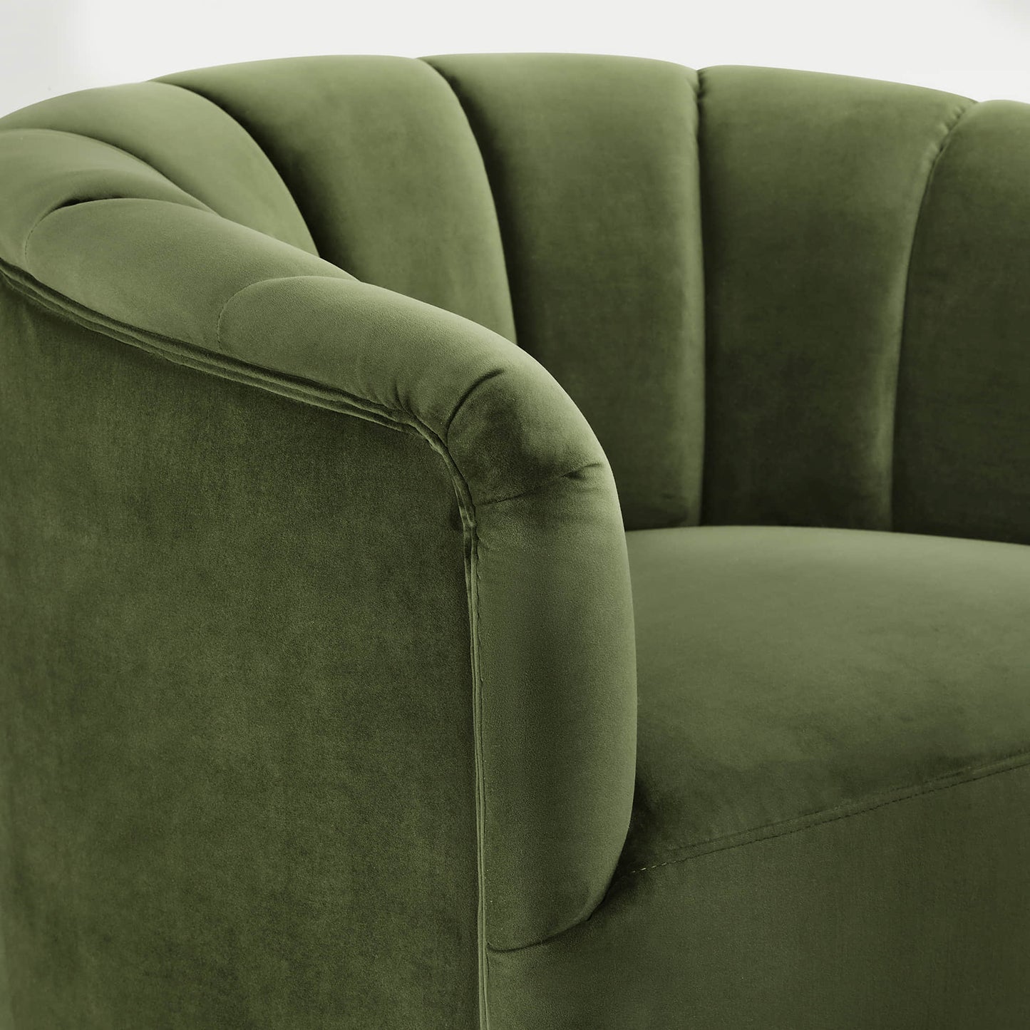 Barrel Swivel Accent Chair with Channel Stitching