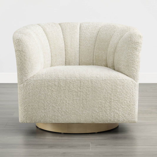 Barrel Swivel Accent Chair with Channel Stitching