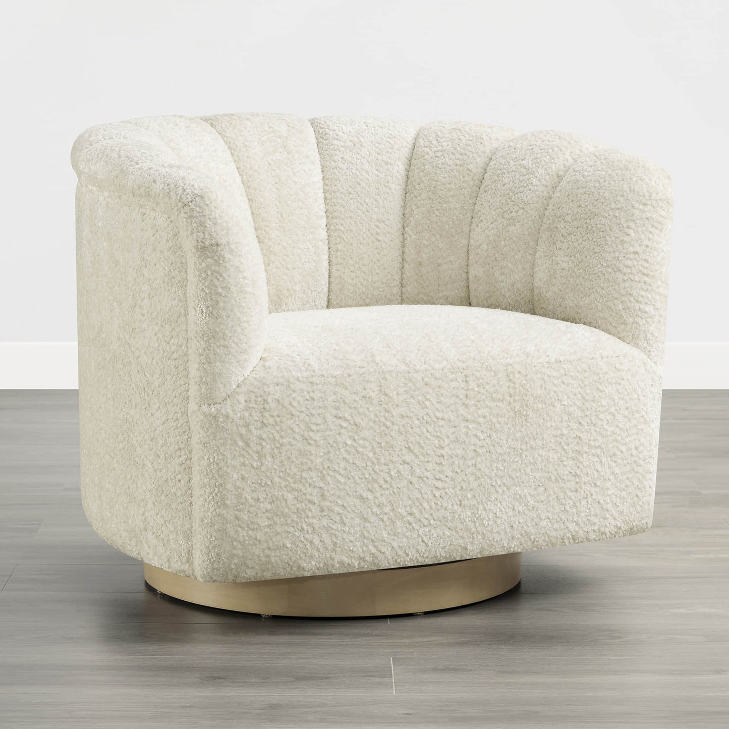 Barrel Swivel Accent Chair with Channel Stitching
