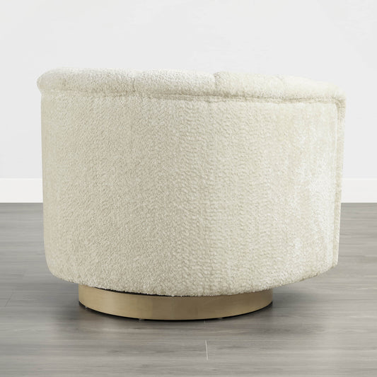 Barrel Swivel Accent Chair with Channel Stitching