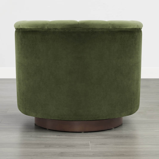 Barrel Swivel Accent Chair with Channel Stitching