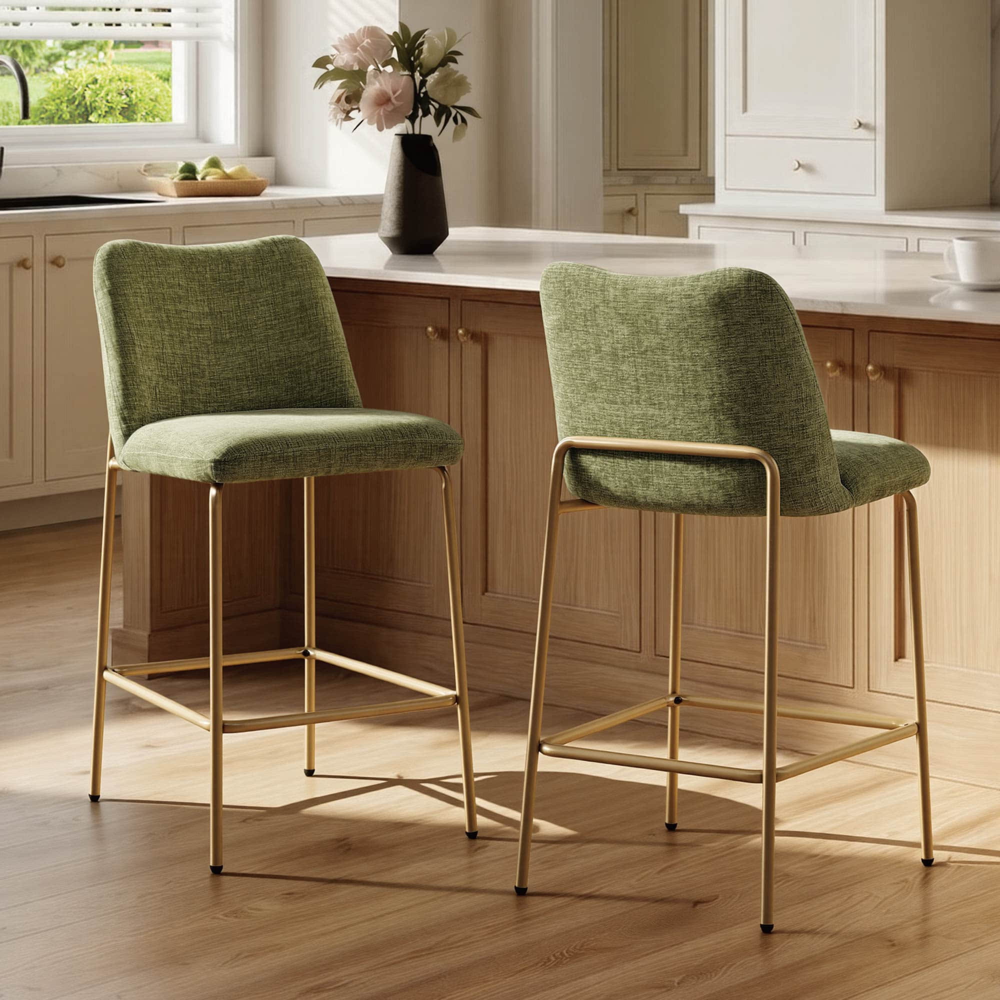 Barstool with Modern Metal Base and Upholstered Seat