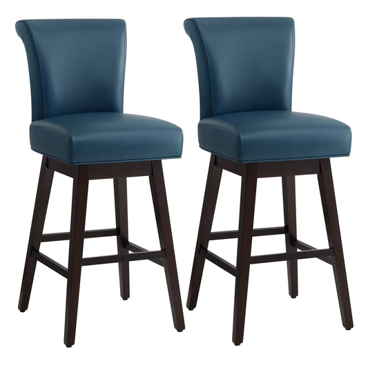 Modern Swivel Bar Stool in Fabric with Curved Backrest