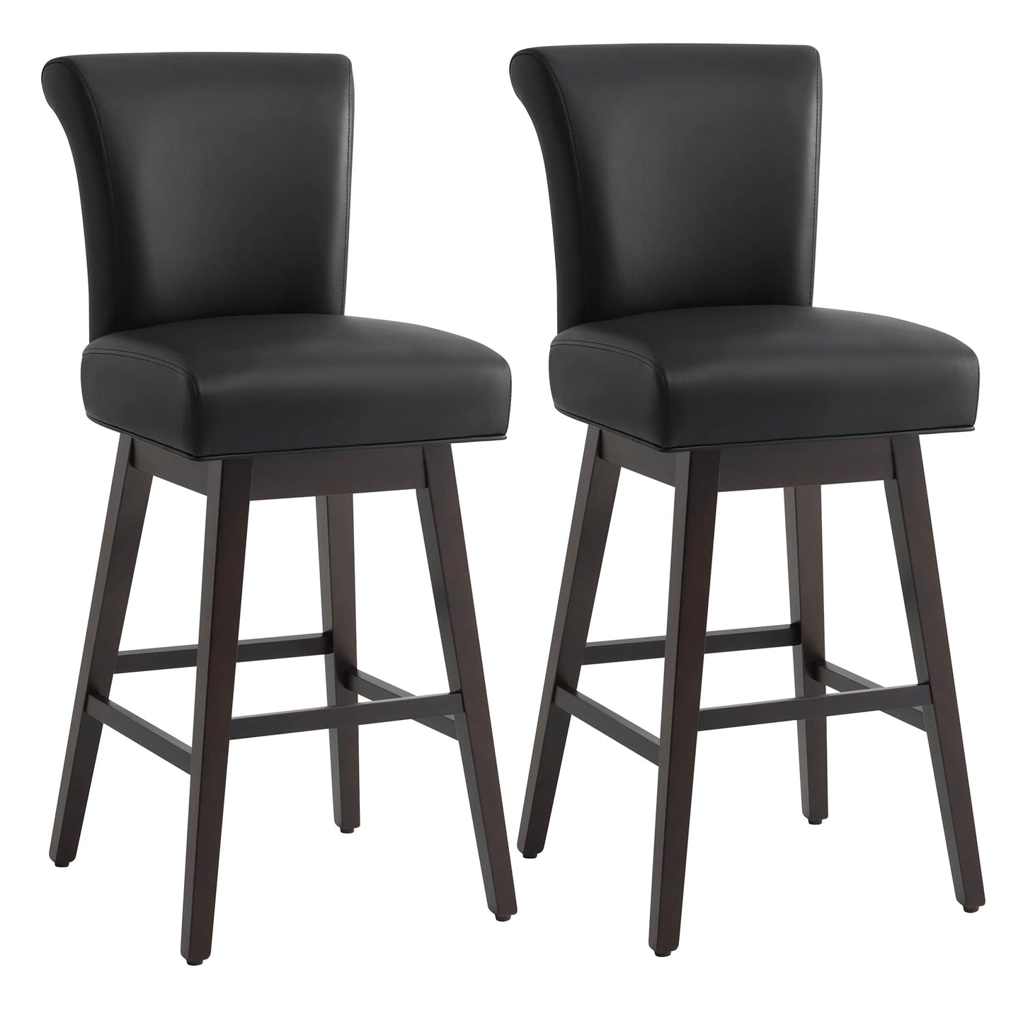 Modern Swivel Bar Stool in Fabric with Curved Backrest