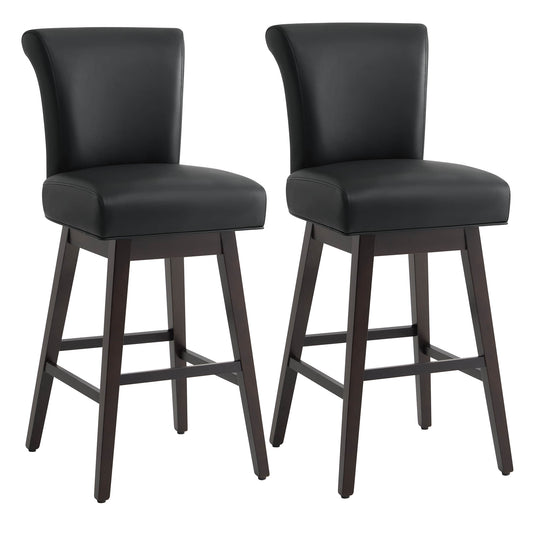 Modern Swivel Bar Stool in Fabric with Curved Backrest